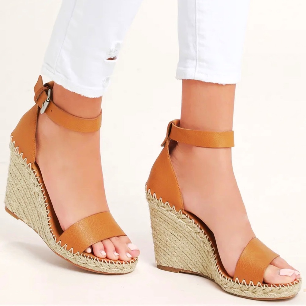DOLCE VITA Noor Tan Leather Espadrille Wedges